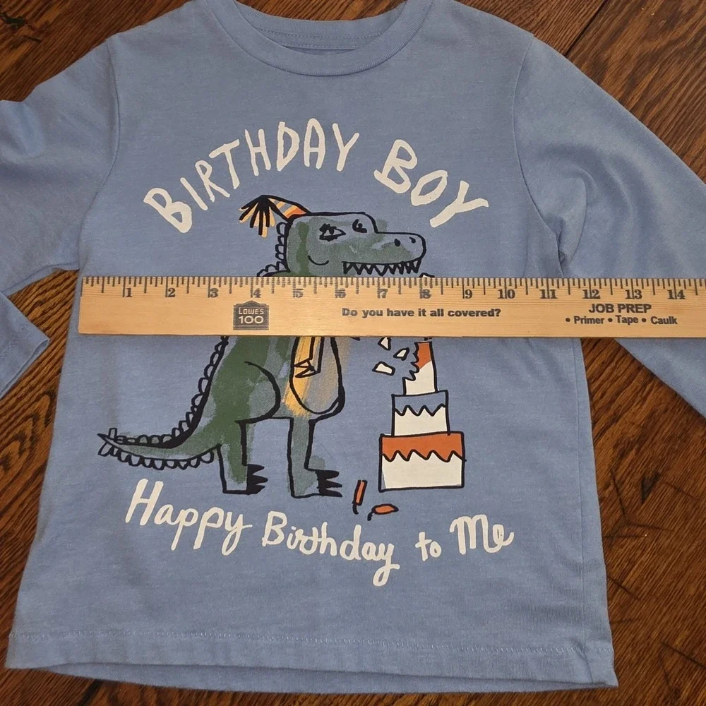 Gymboree Boys Dino Dinosaur Birthday Shirt Size 4 Cake HAPPY BIRTHDAY TO ME